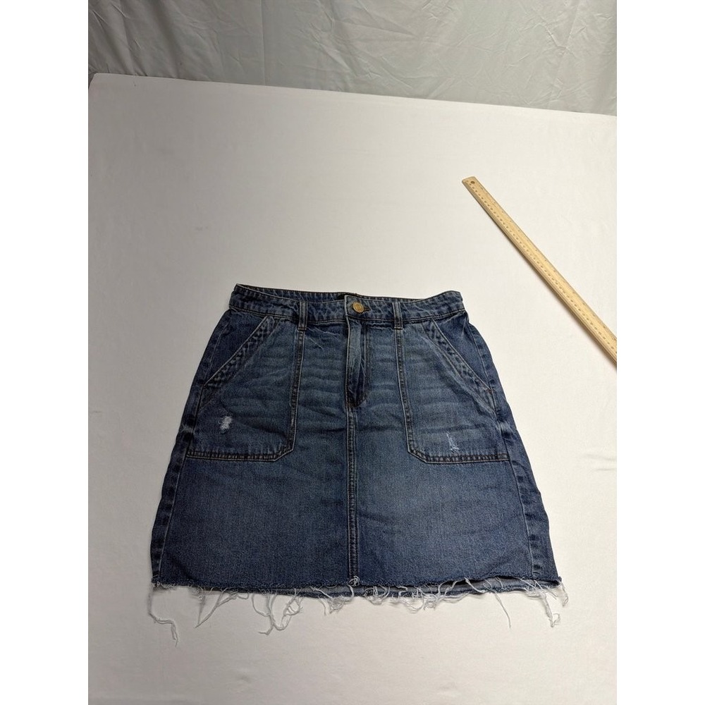 KUT from the Kloth Womens Blue Denim Frayed Hem Mini Skirt Size 4